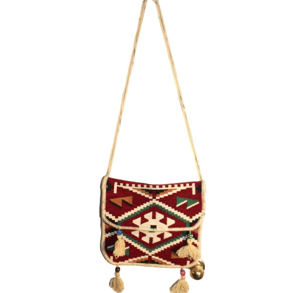 Turkish Tapestry Shoulder Bag with Tassels and Beads